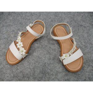 Pandaninjia Girls Sandals Size 3 White Floral Sandals Flower Holy Communion